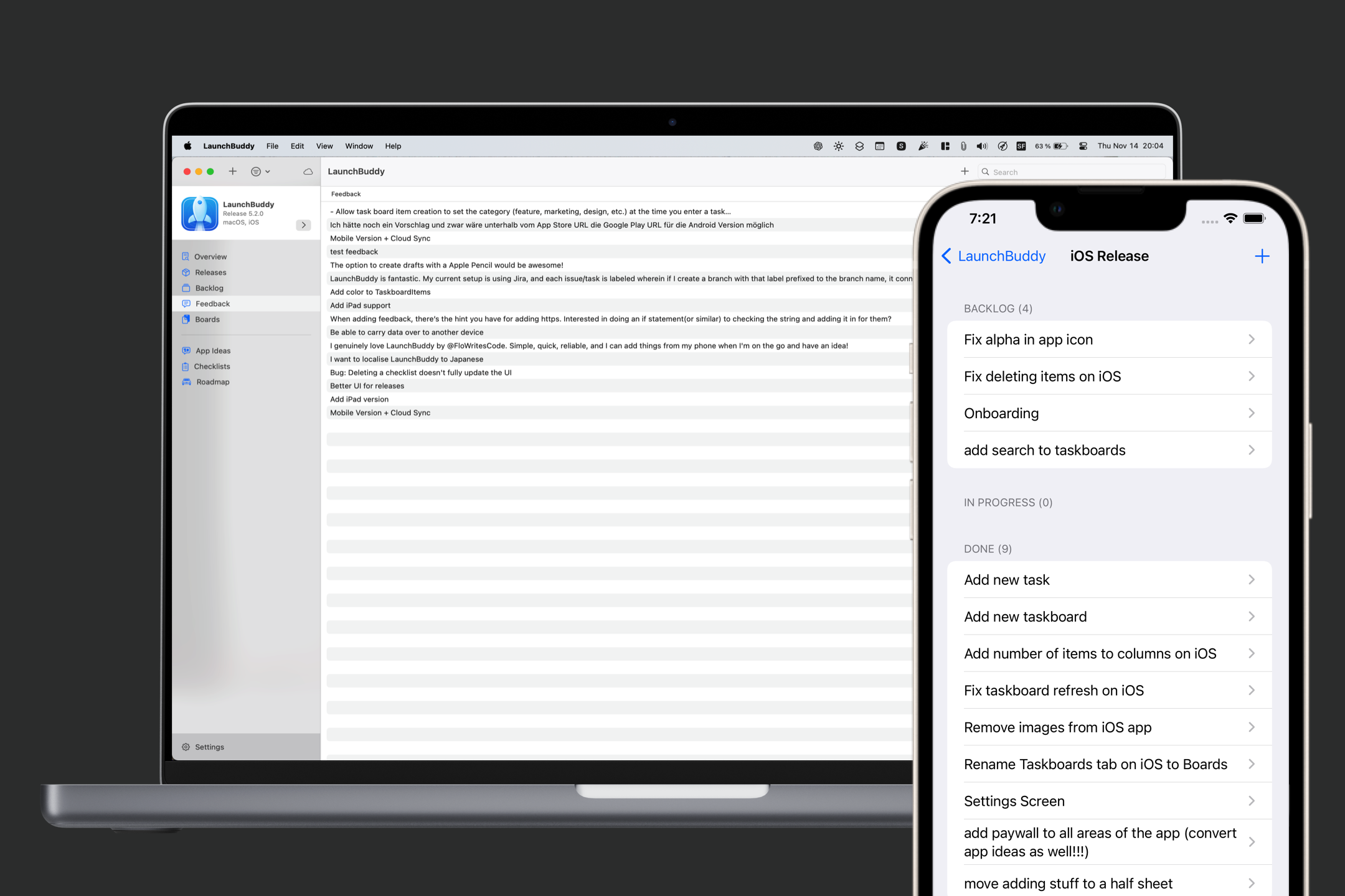 LaunchBuddy Xcode project sync between iPhone and Mac